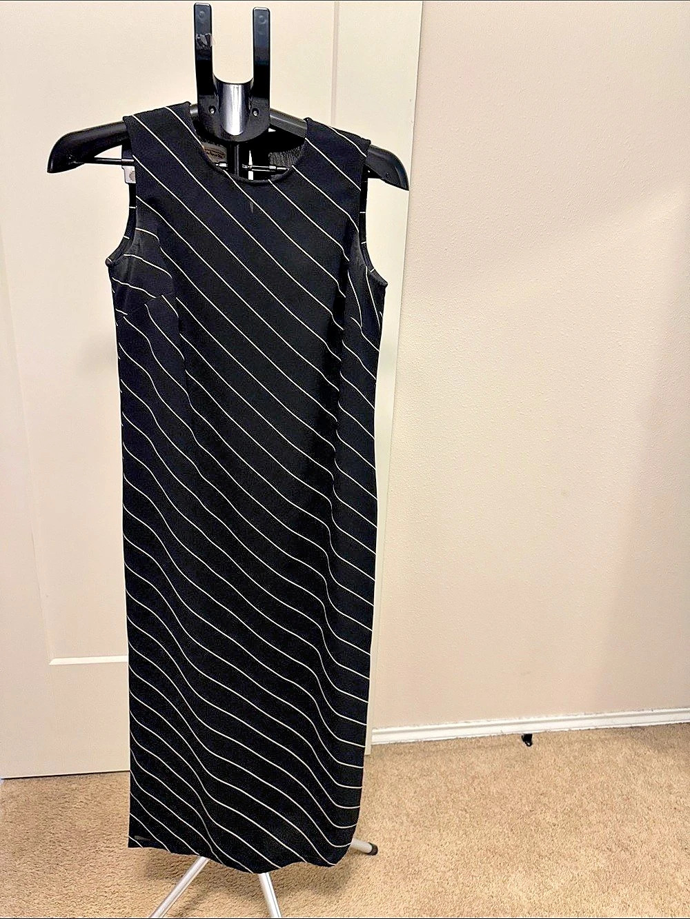 Talbots Striped Maxi Dress Black & White Petites 4